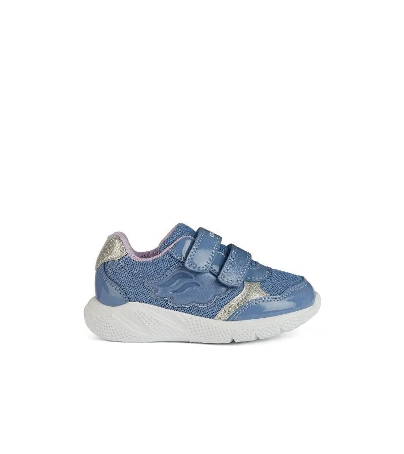 Geox Infant Girls Blue Glitter Mesh Casual Sporty Trainer Sprintye - B454TC