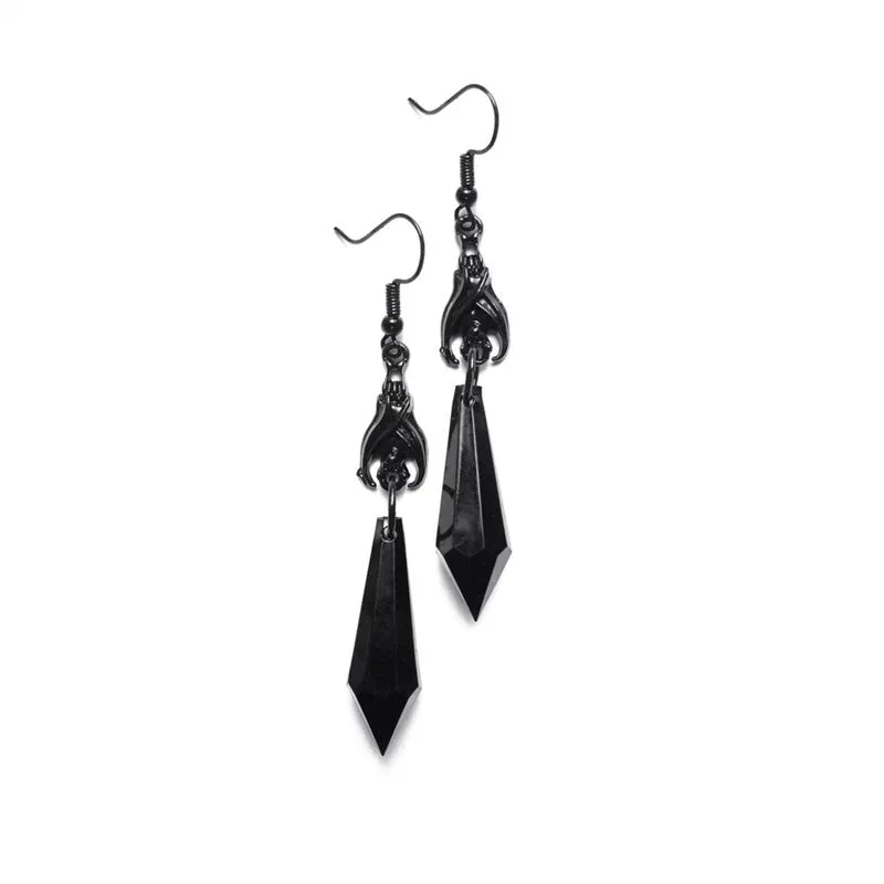 Gothic Vintage Red Crystal Earrings with Y2K Dark Bat Crystals - A Stylish Accessory for Any Outfit!