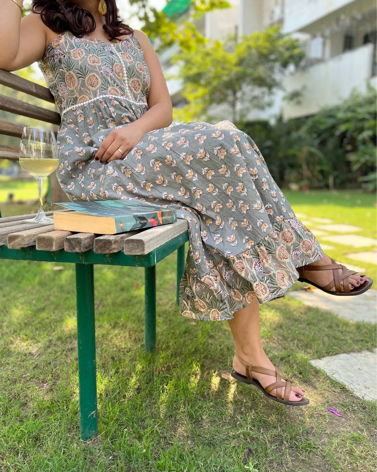 Grazh Green Sleeveless Lace Dress