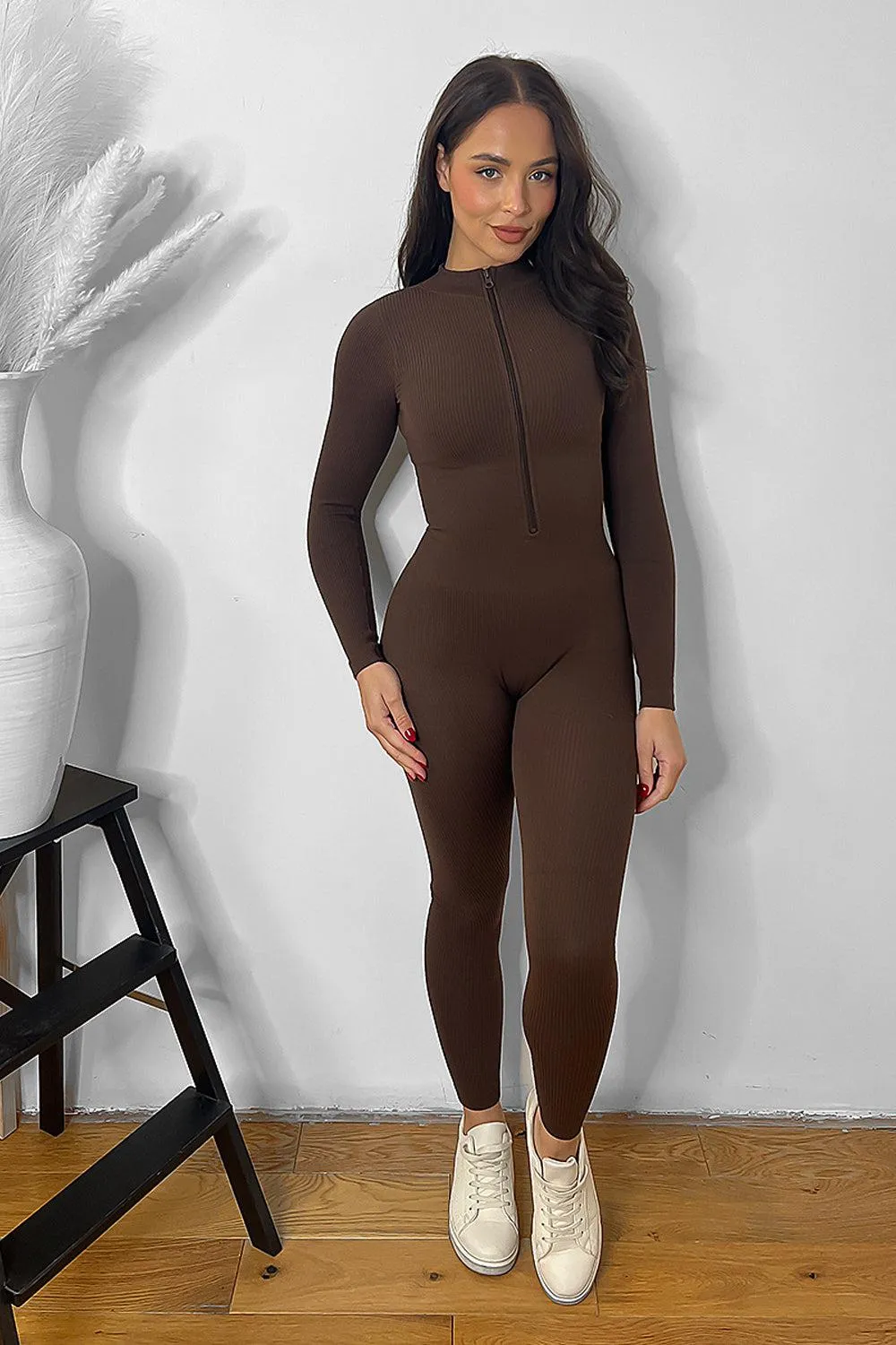 High-Neck Zip-Front Sporty Onesie