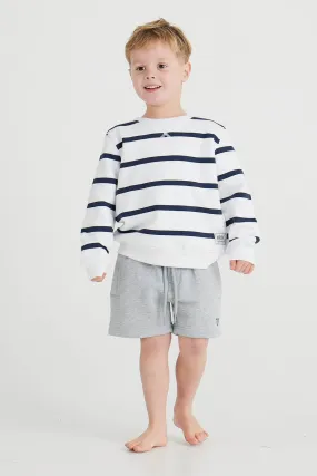 Jnr Striped Crew White