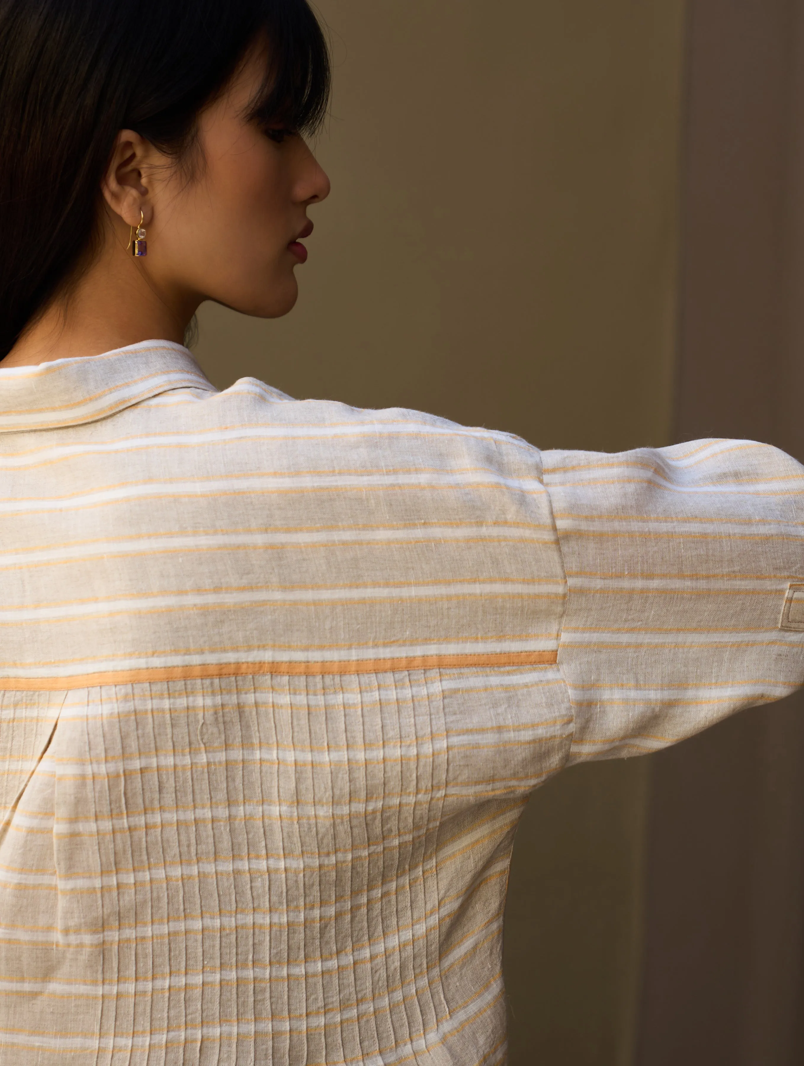 Kiku Striped Linen Shirt - Natural