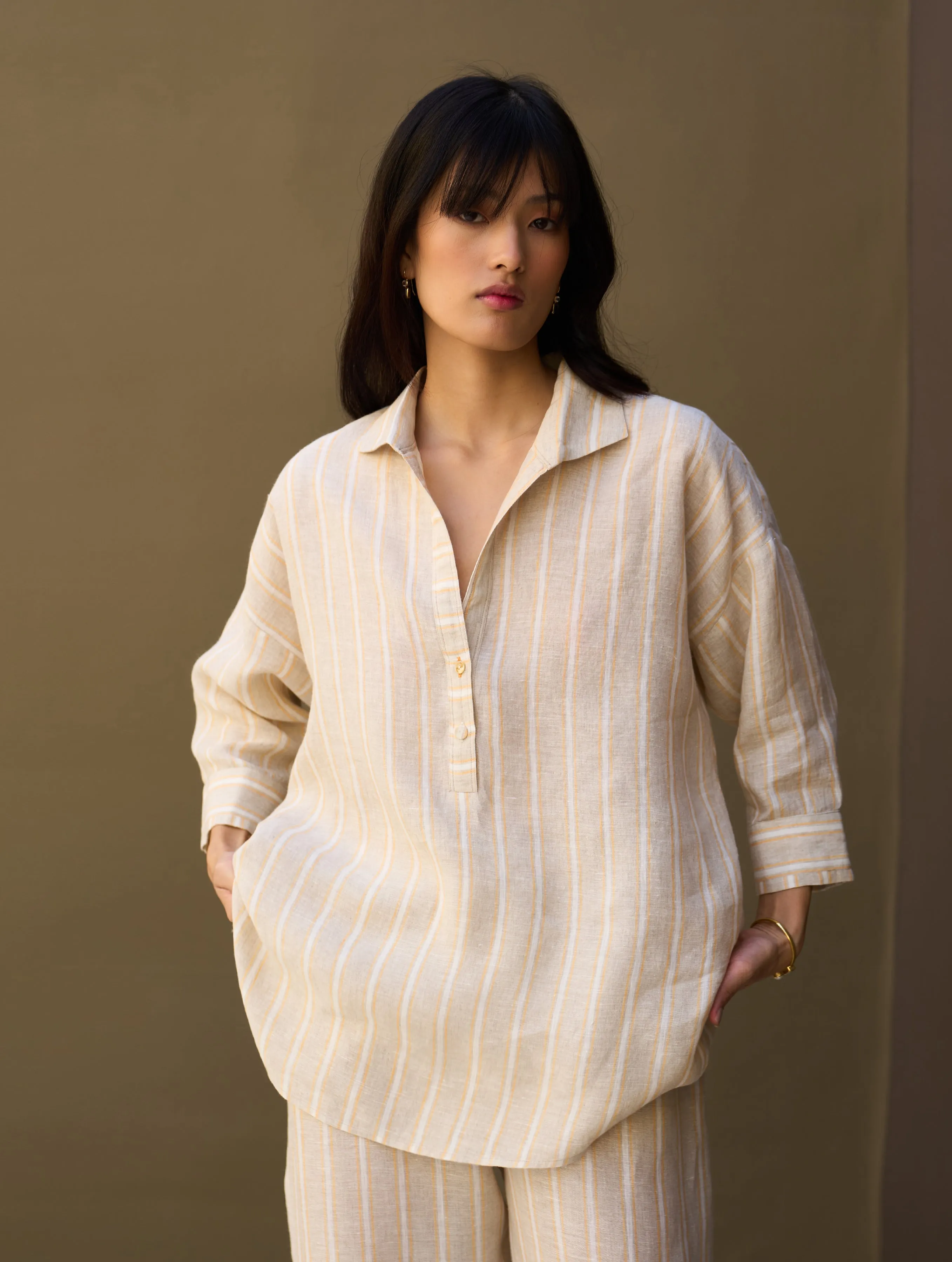 Kiku Striped Linen Shirt - Natural