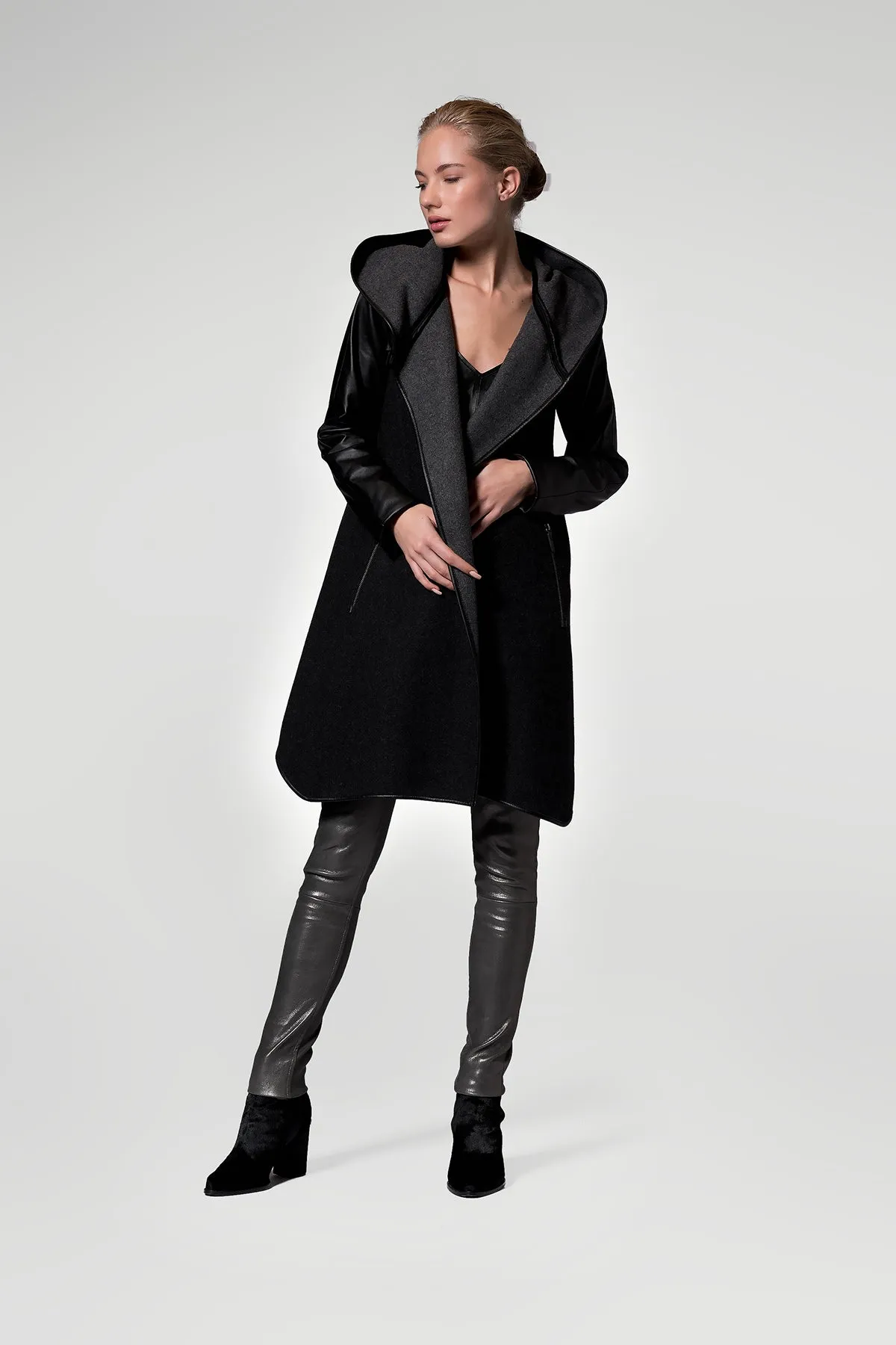 Lea - Anthracite Grey Wool Coat