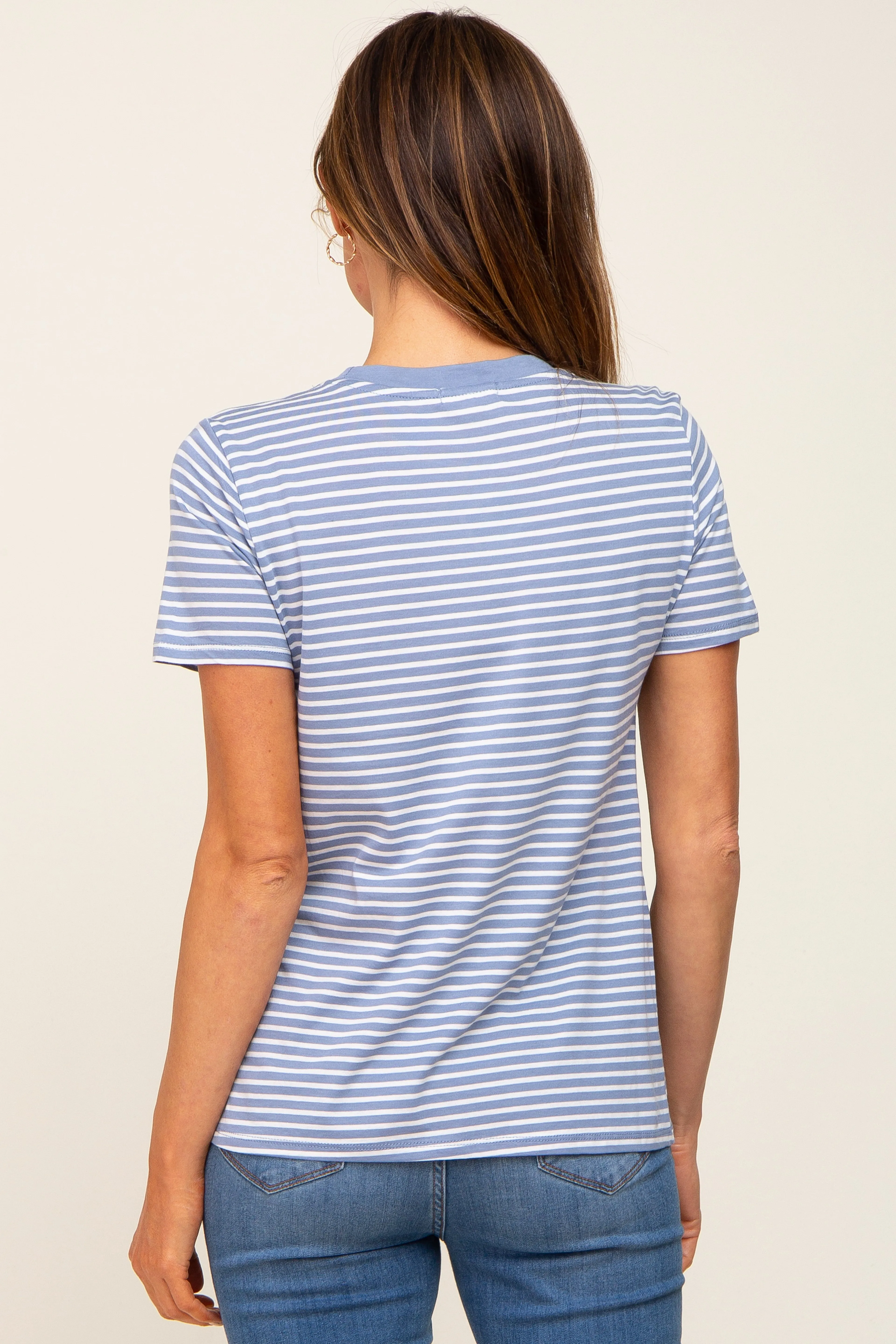 Light Blue Striped Basic Tee