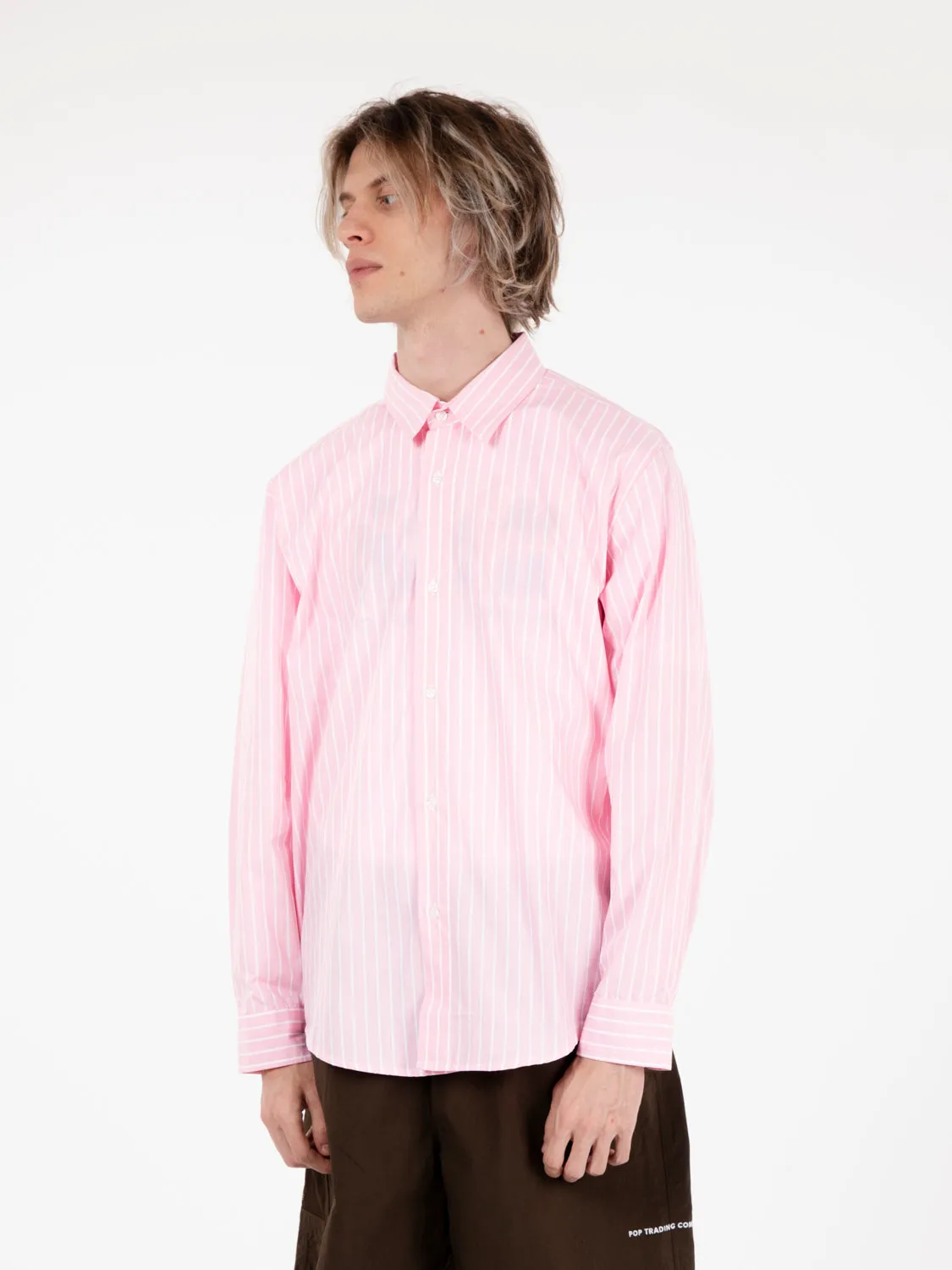 Logo striped shirt pink