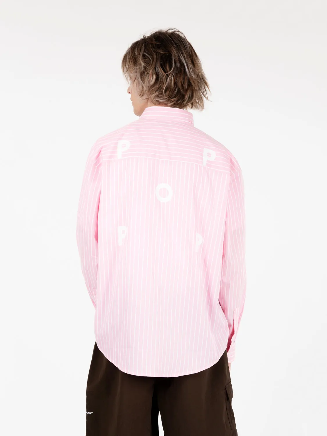 Logo striped shirt pink