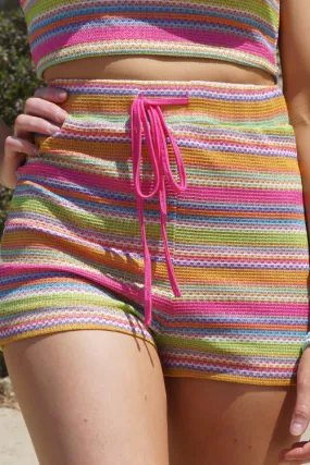 Lollipop Striped Knit Shorts - Multicolor