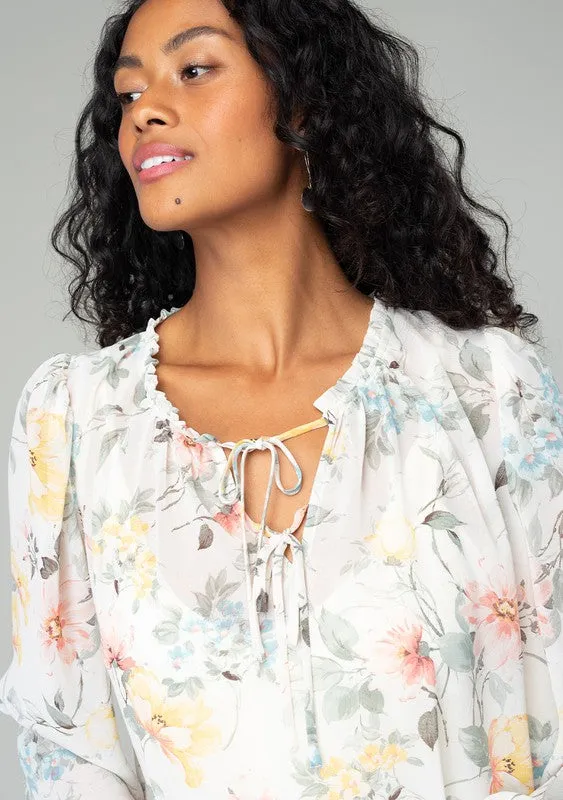 Lovestitch Sheer Floral Long Sleeve Blouse