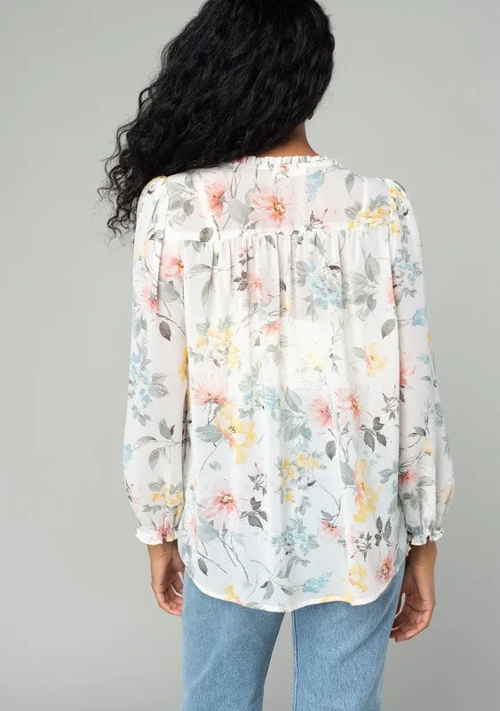 Lovestitch Sheer Floral Long Sleeve Blouse