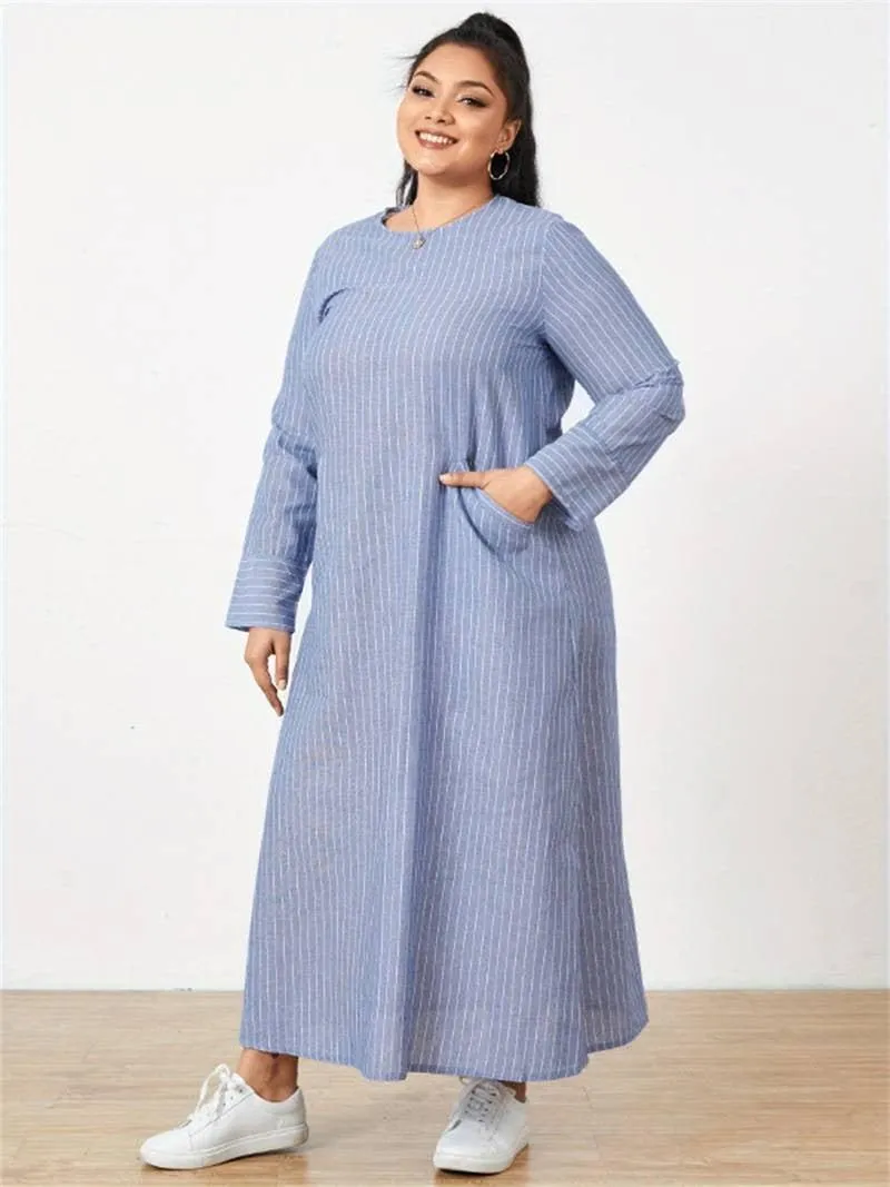 MA071 Striped Abaya With Pockets