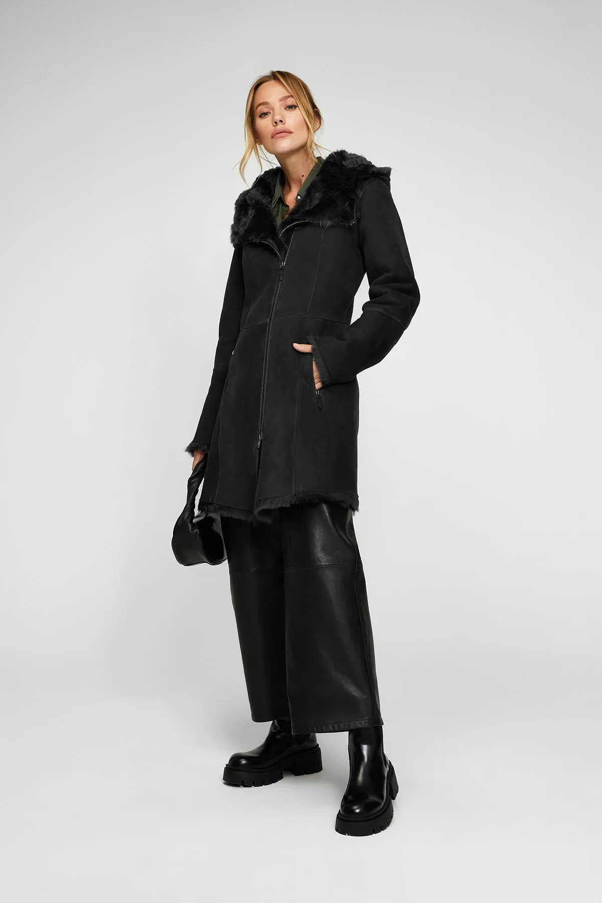 Maisie - Anthracite Shearling Coat