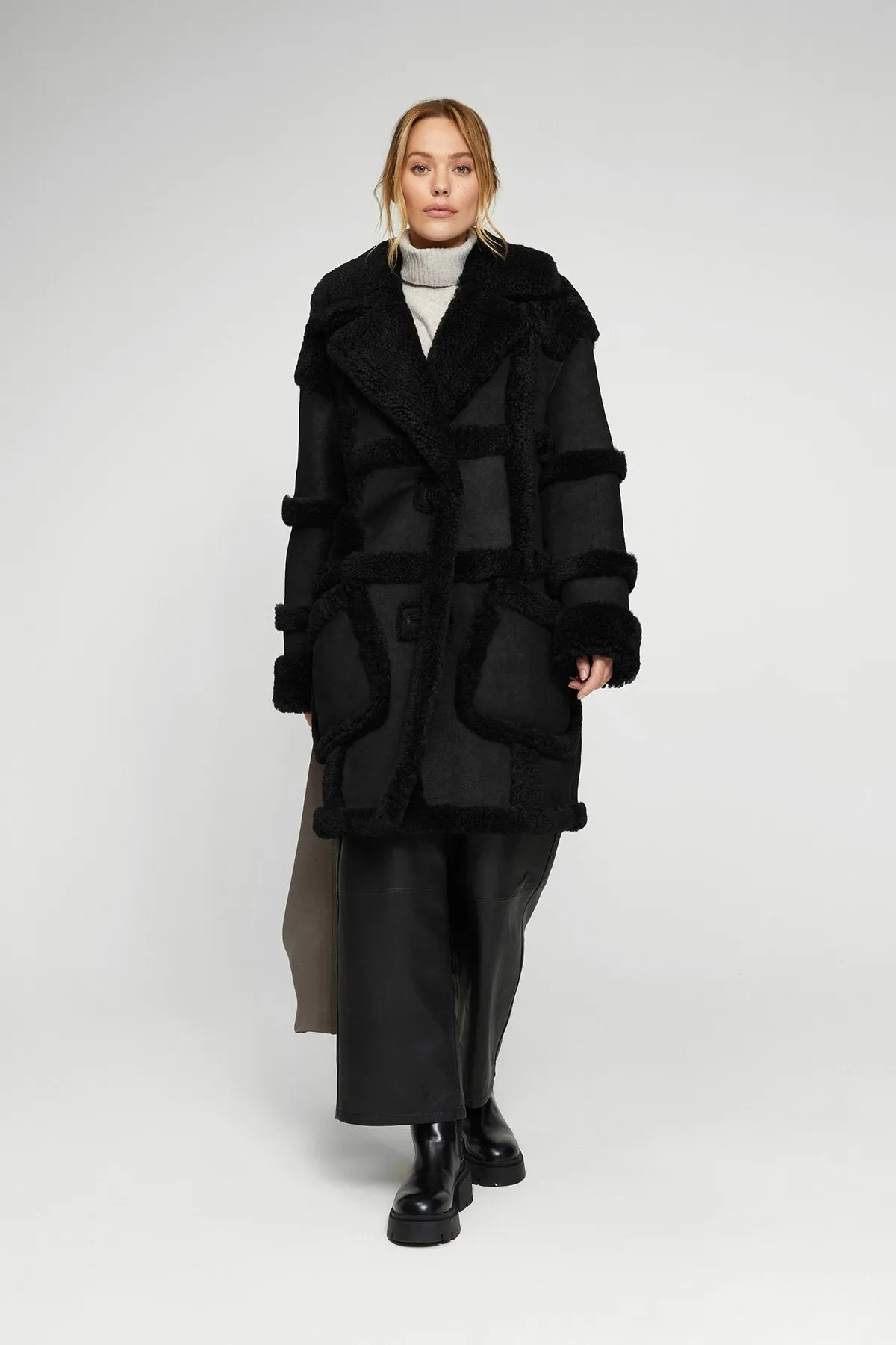 Melody - Black Shearling Coat