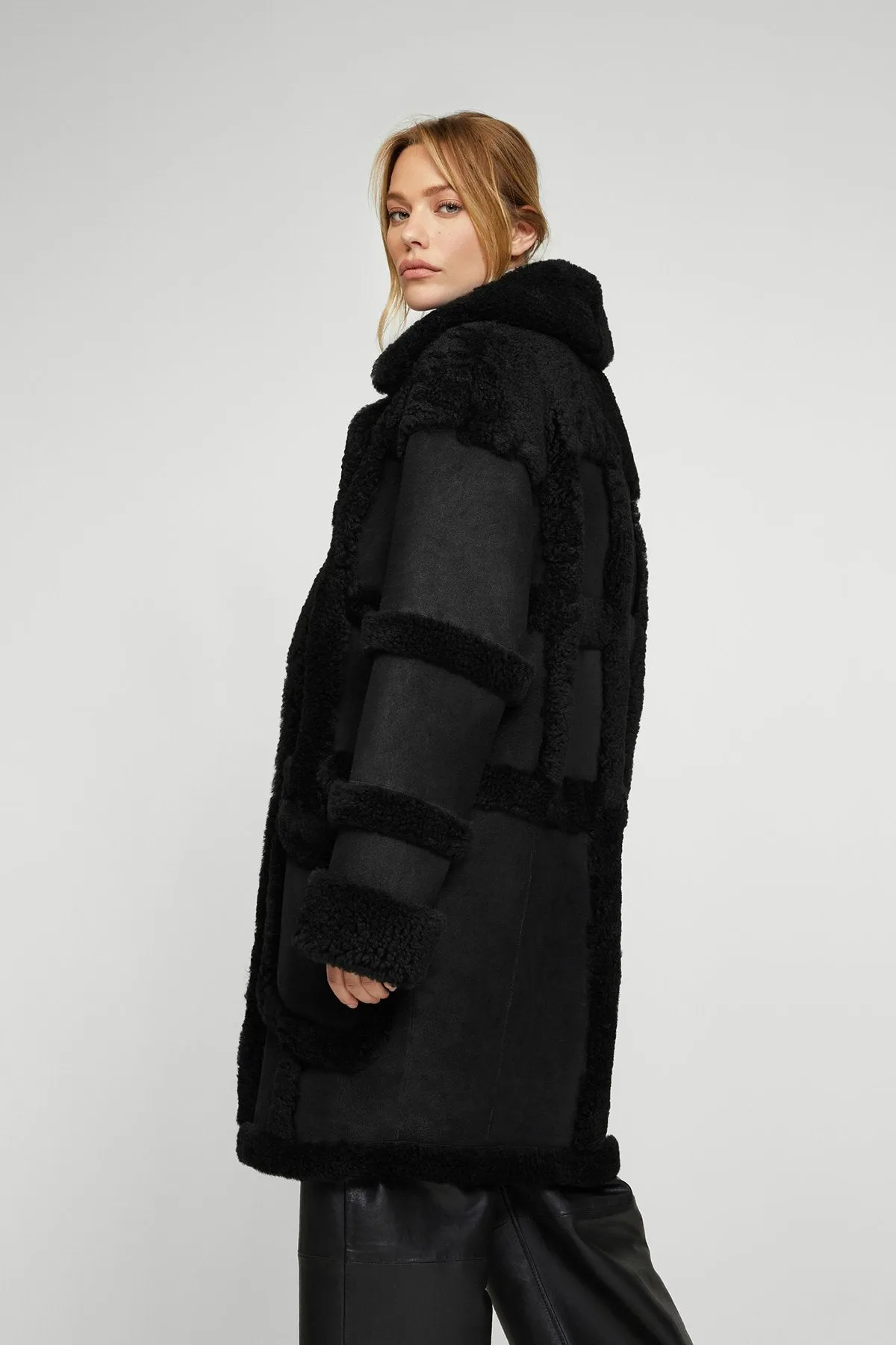 Melody - Black Shearling Coat