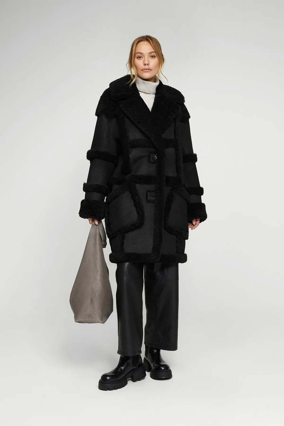 Melody - Black Shearling Coat