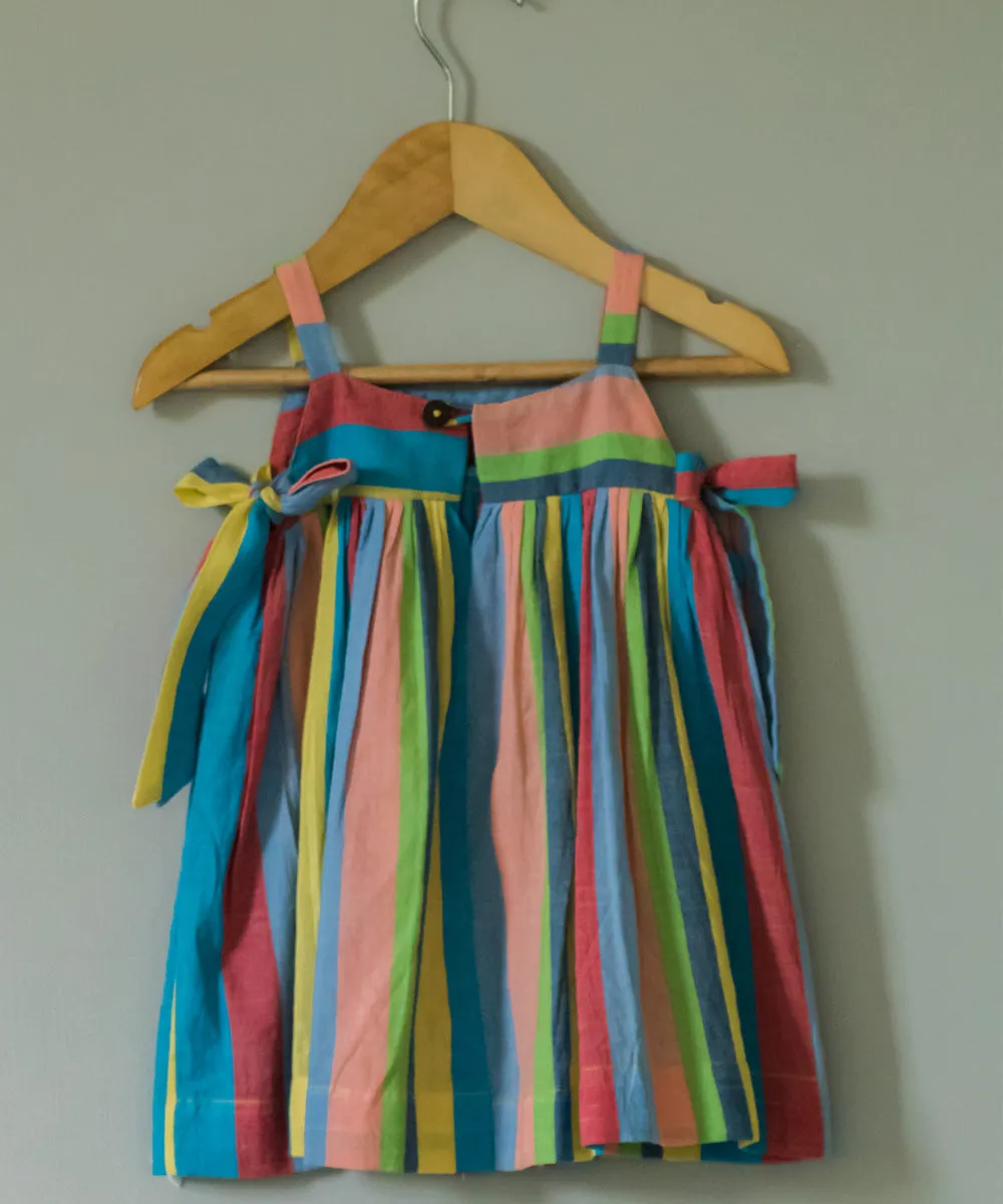 Multicolor handwoven cotton striped dress