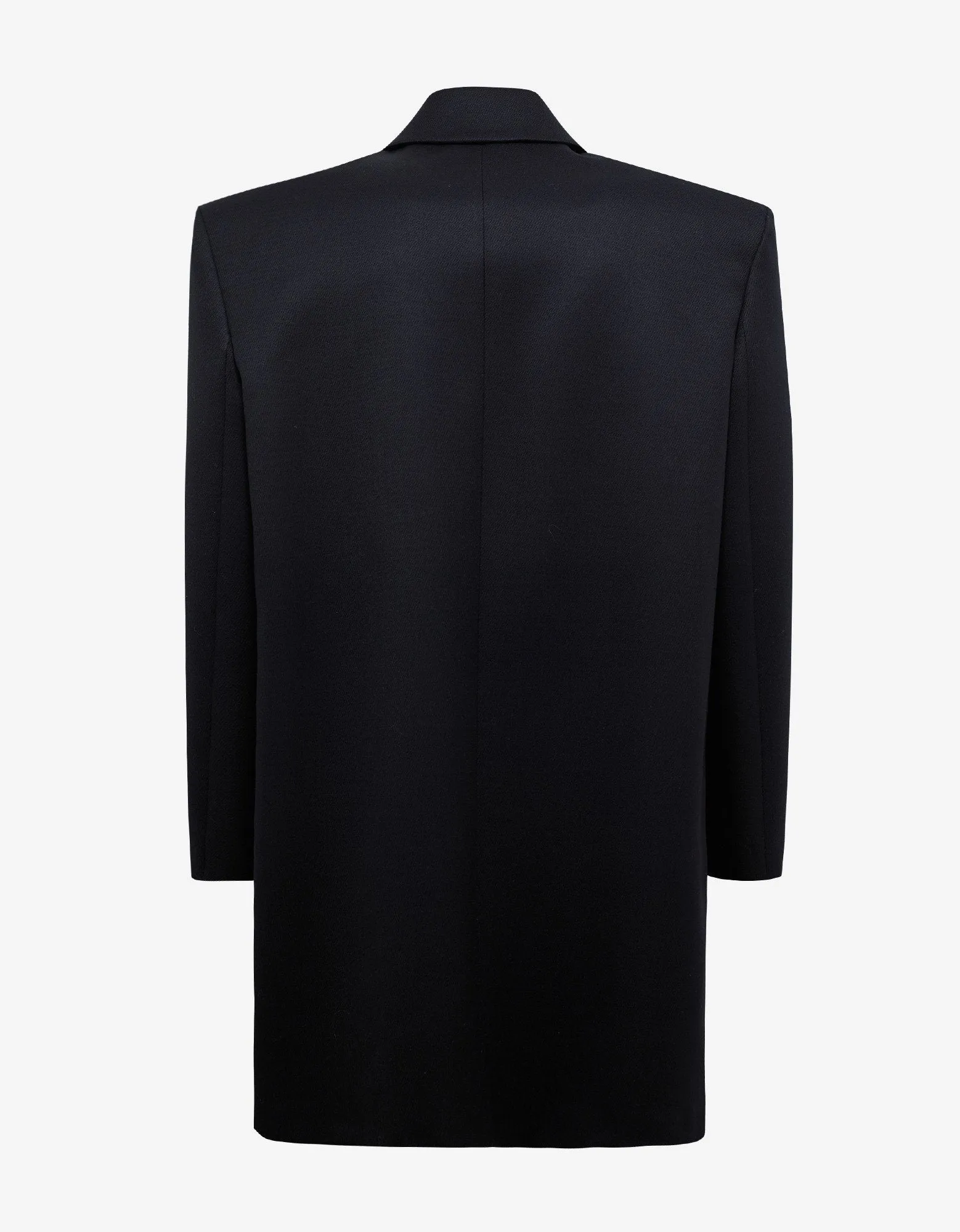 Navy Blue Boxy Wool Overcoat