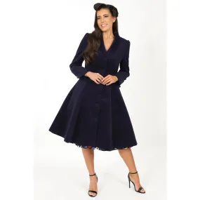 Navy Blue Vintage Winter Swing Coat