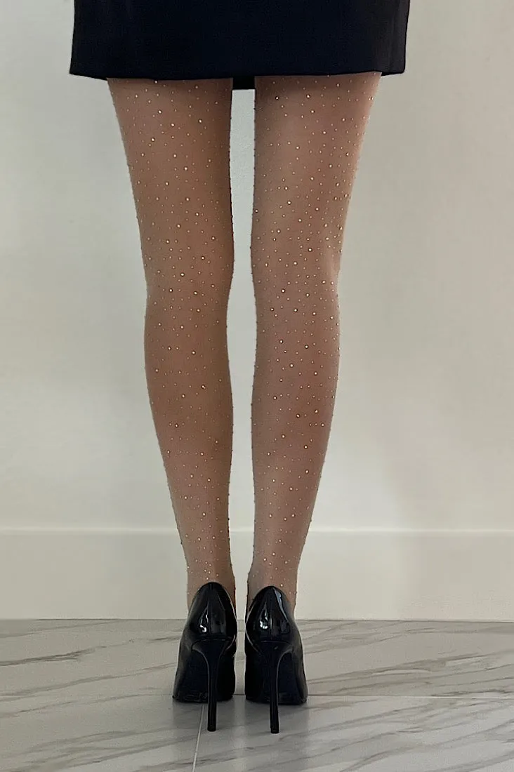 Nude Sheer Rhinestone Tights