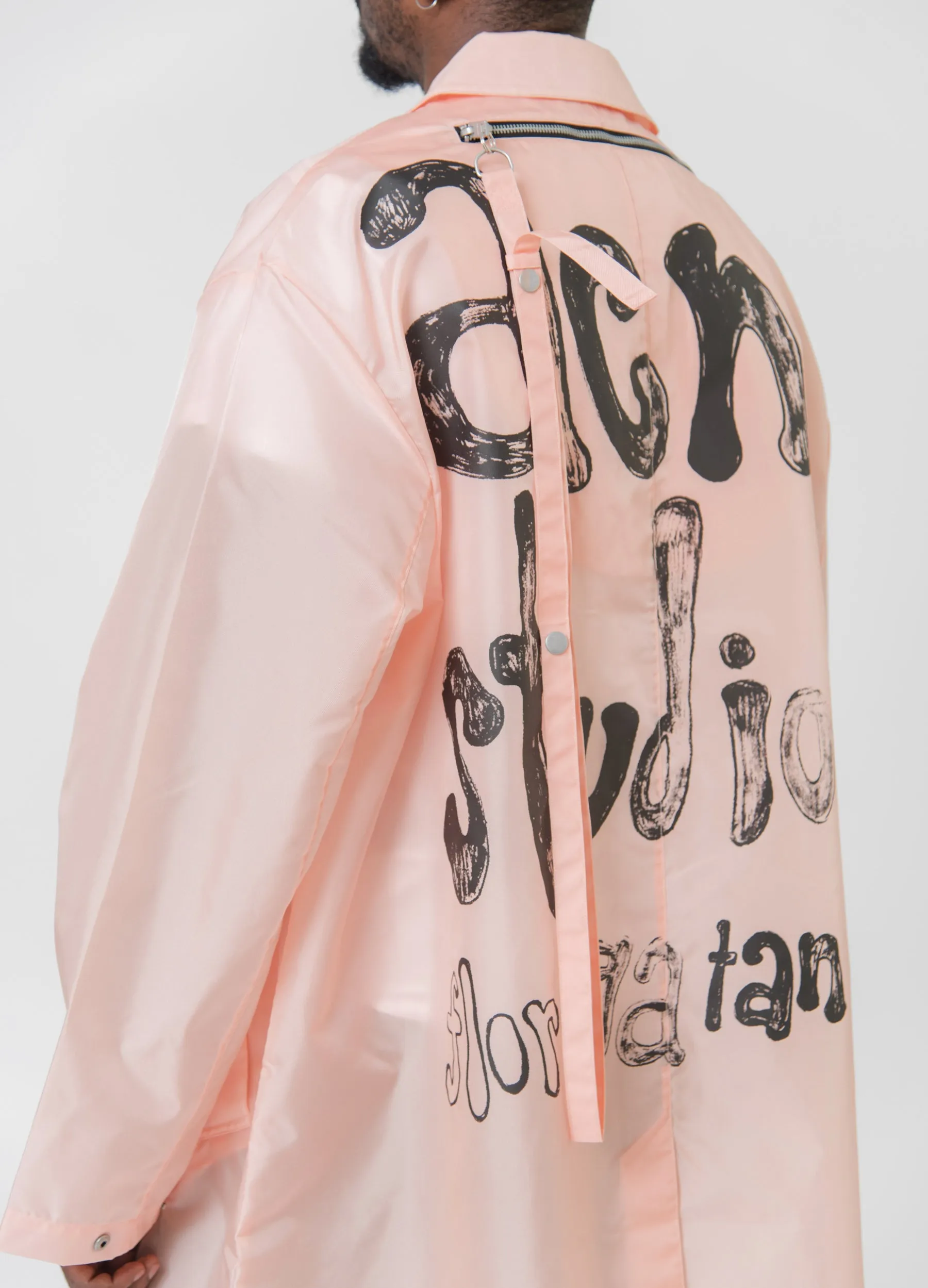 Nylon Logo Coat Peach Pink OUTW000973