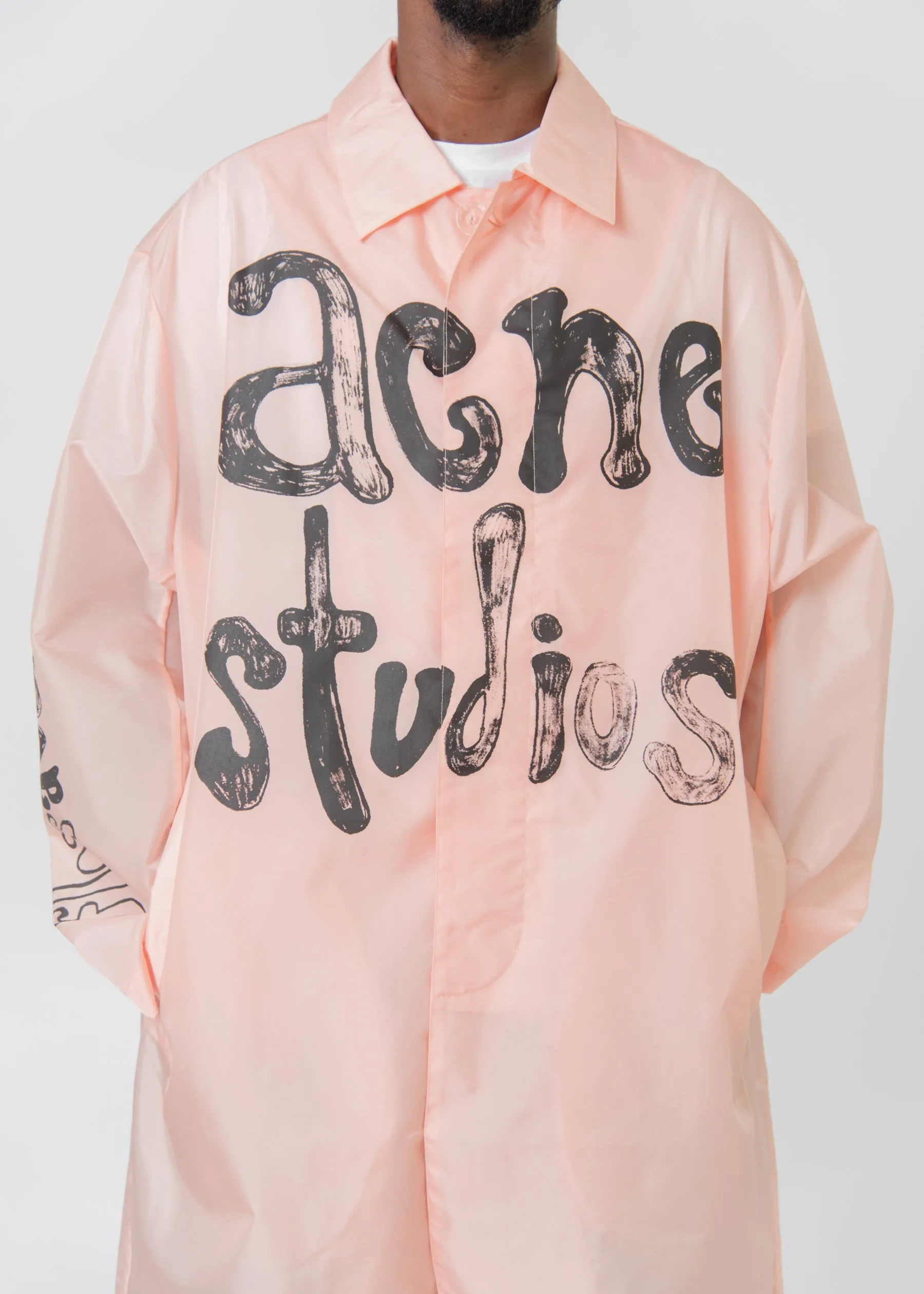 Nylon Logo Coat Peach Pink OUTW000973