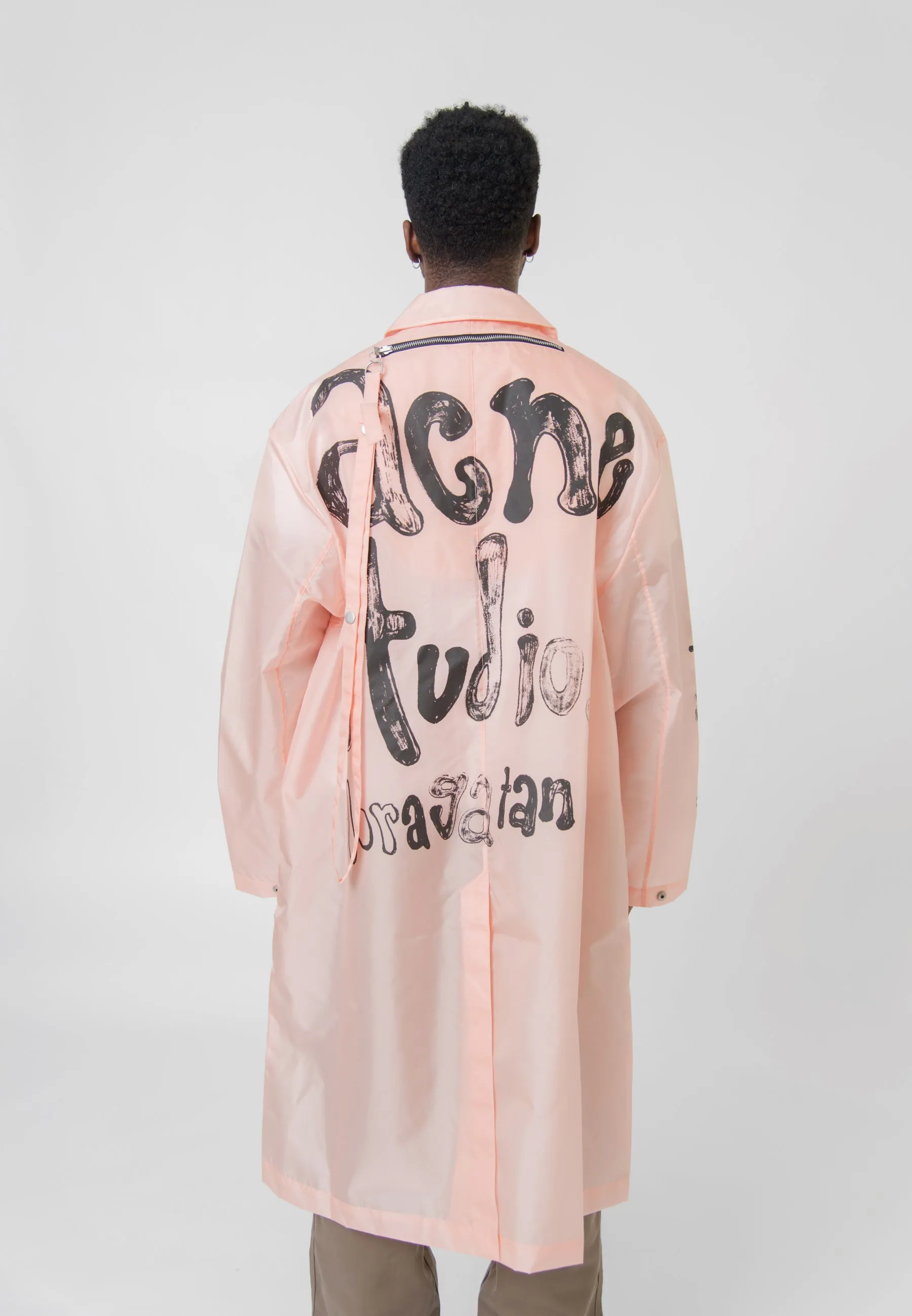 Nylon Logo Coat Peach Pink OUTW000973