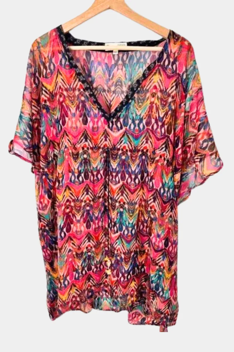 Odd Molly Coverup Sheer Popover Multicolor Caftan