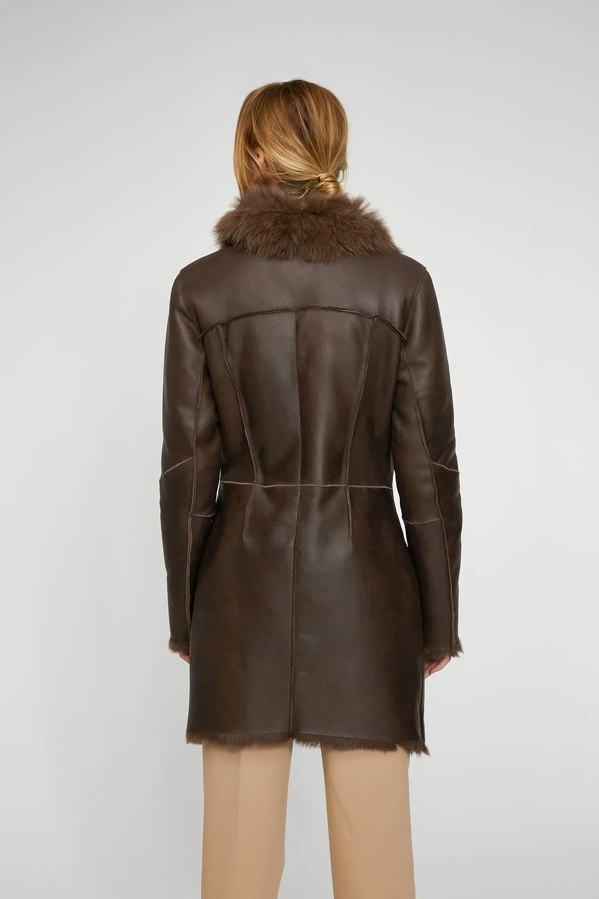 Pearl - Brown Tobacco Shearling Coat