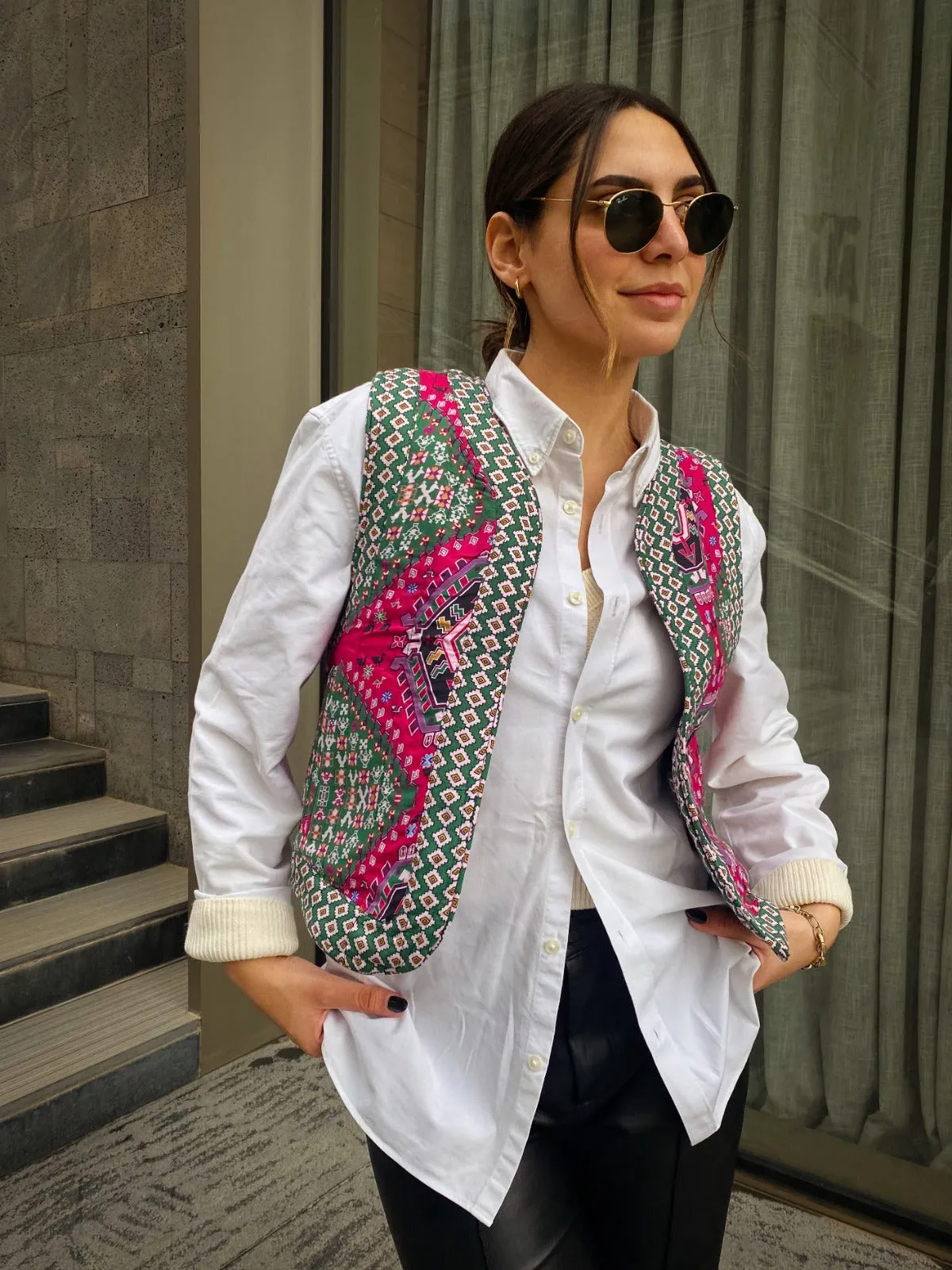 Persian Reversible Vest Fuschia X Green