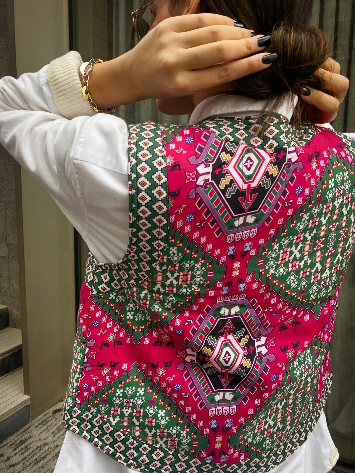 Persian Reversible Vest Fuschia X Green