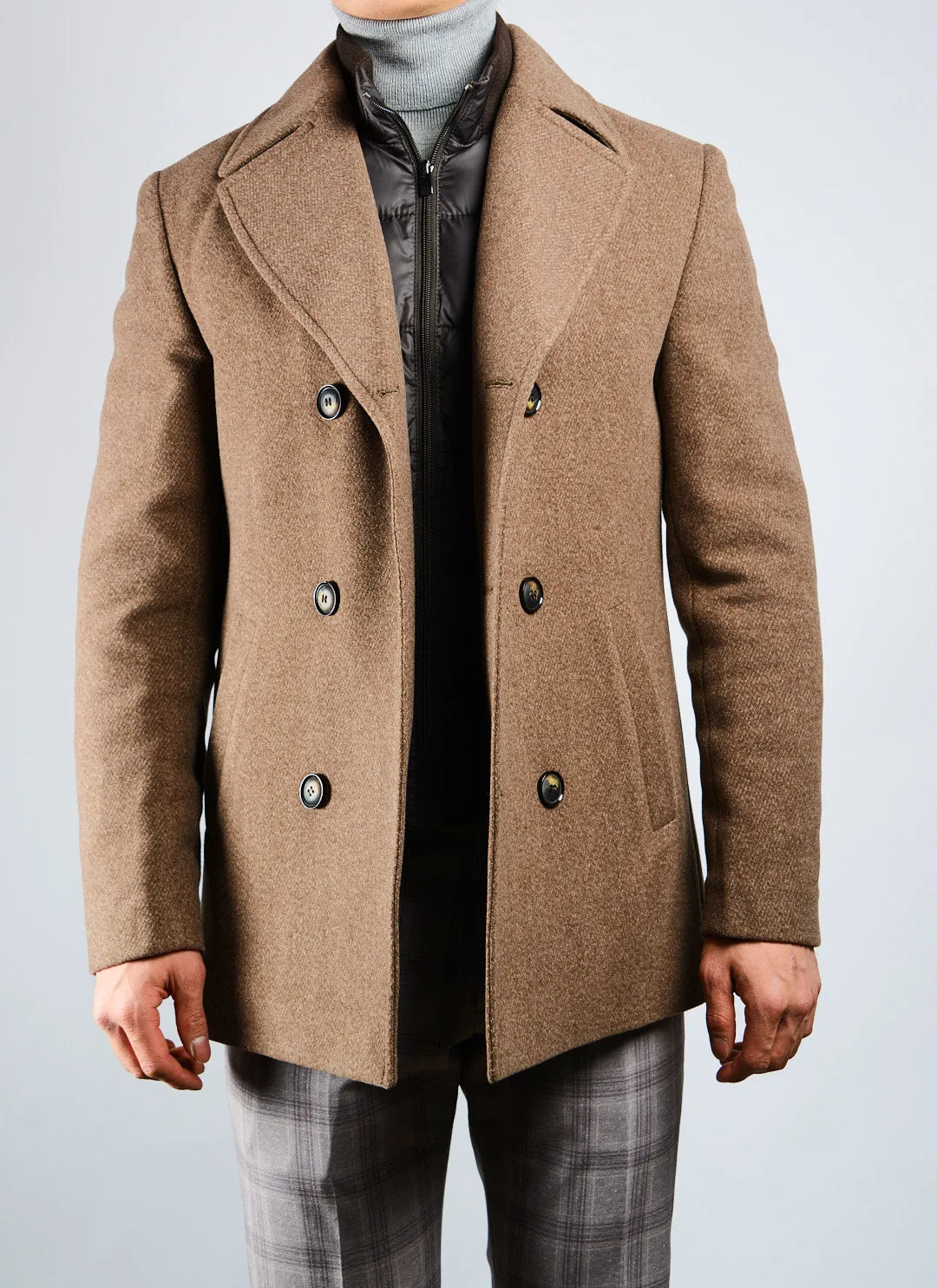 Preston Heathered Tonal Stripe DB Coat