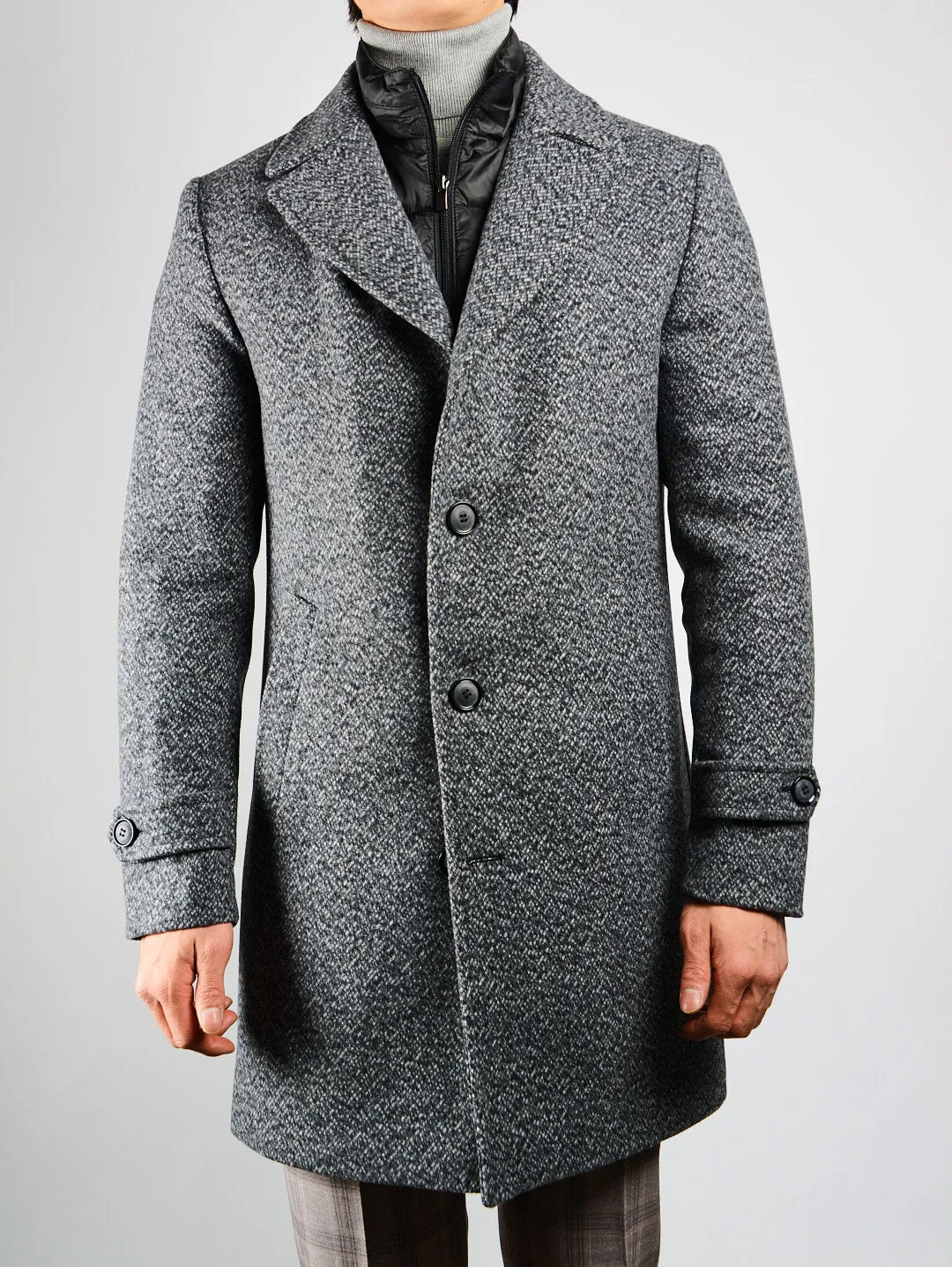 Preston Horizontal Stripe Tweed Coat