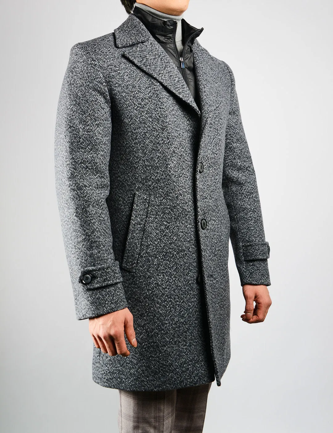 Preston Horizontal Stripe Tweed Coat