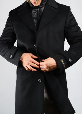 Preston Mens Solid Brushed Wool Overcoat - Stylish and Warm Winter Outerwear