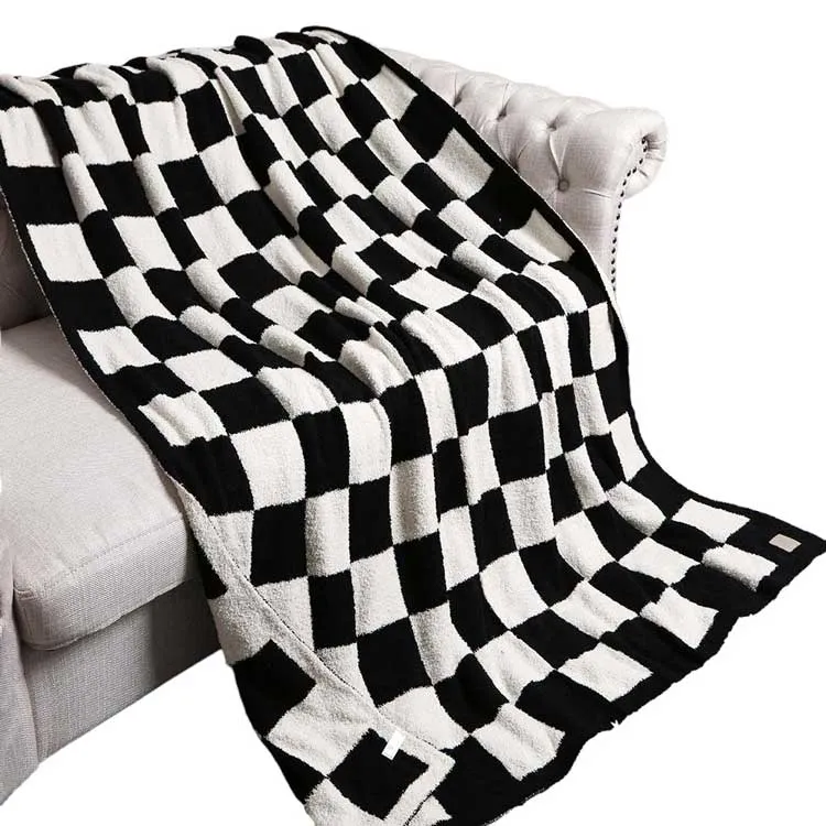 Reversible Checkerboard Patterned Throw Blanket