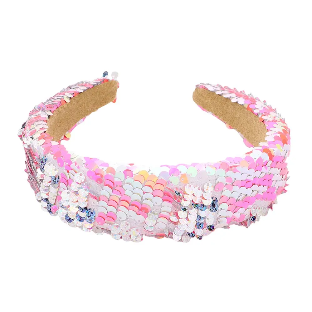 Reversible Hologram Sequin Headband