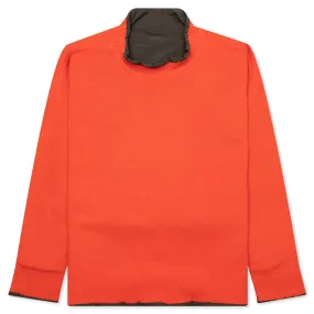 Reversible Knit Pullover - Orange/Khaki