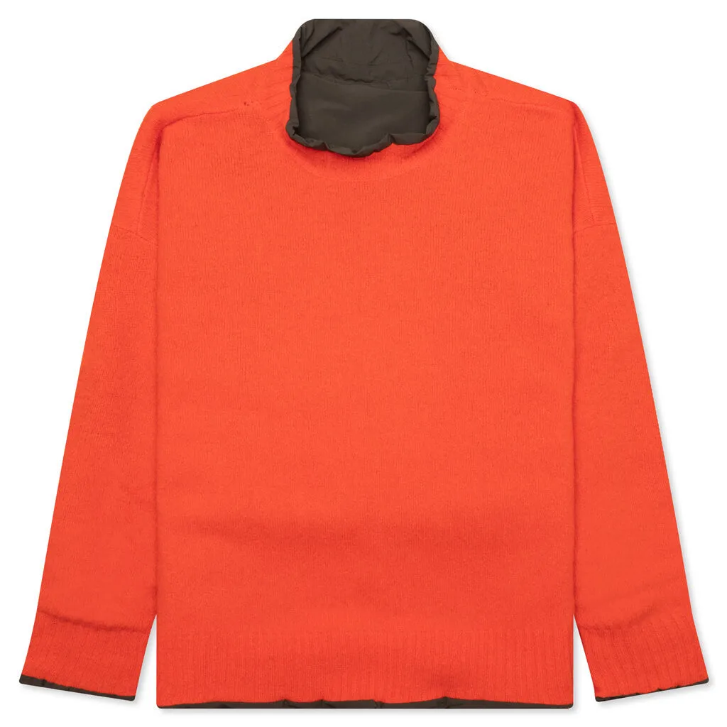 Reversible Knit Pullover - Orange/Khaki