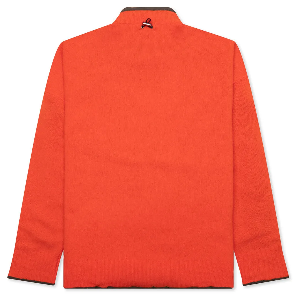 Reversible Knit Pullover - Orange/Khaki