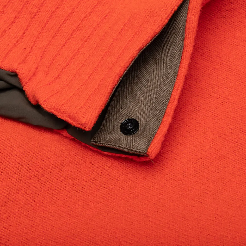 Reversible Knit Pullover - Orange/Khaki