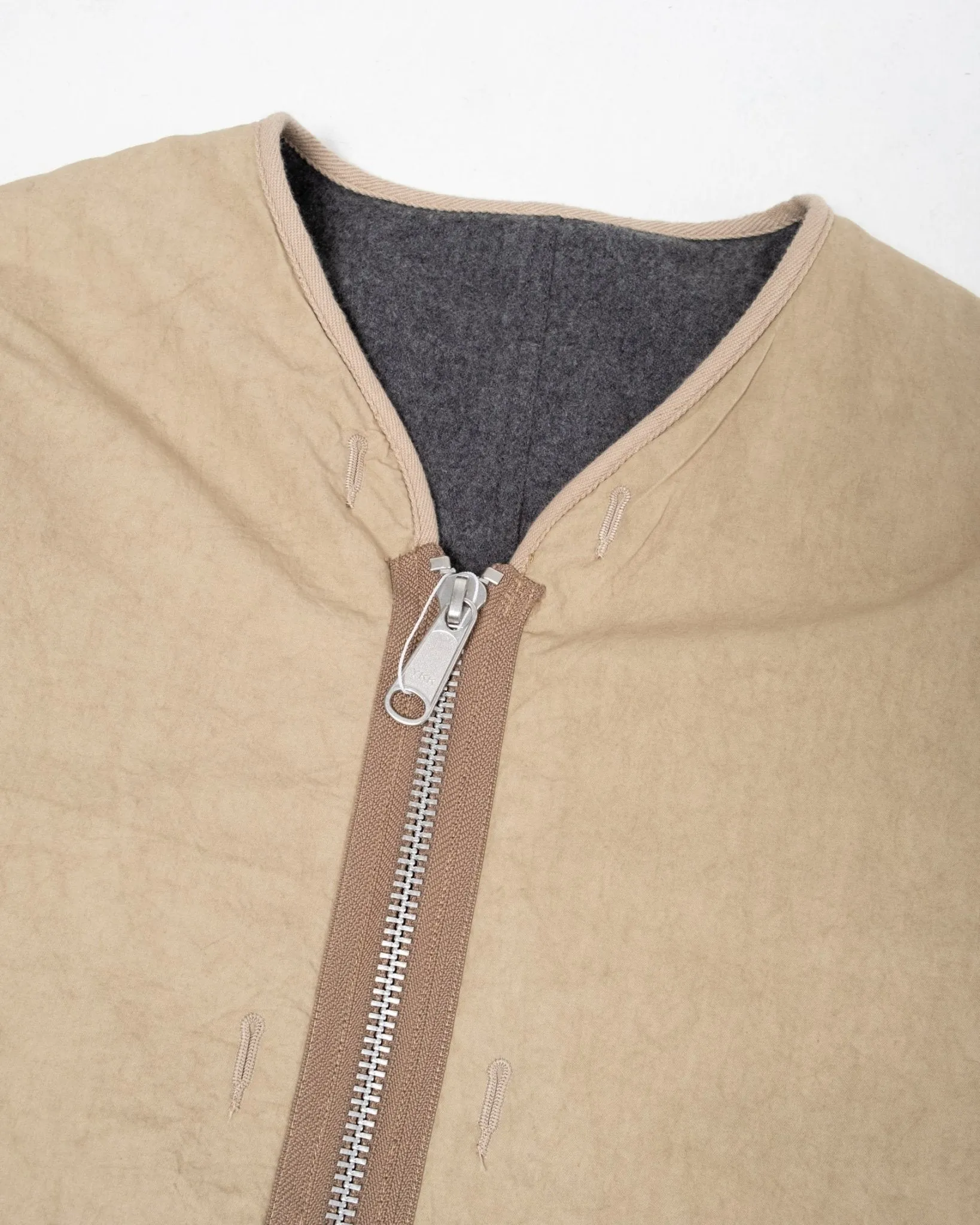 Reversible No Collar Jacket Beige