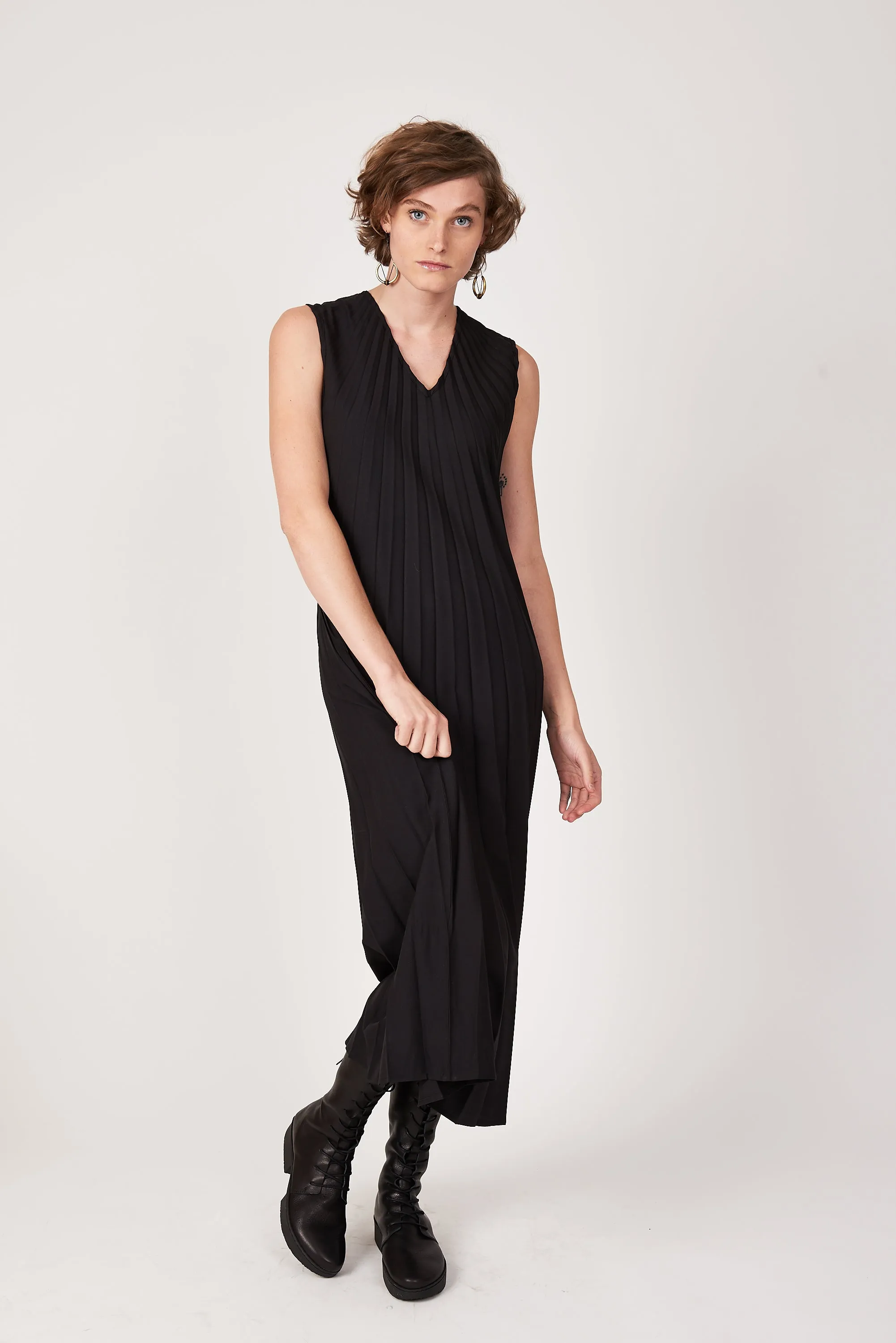 Reversible Racerback Maxi Sunburst Dress | Black