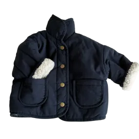 Reversible Teddy Coat - Navy