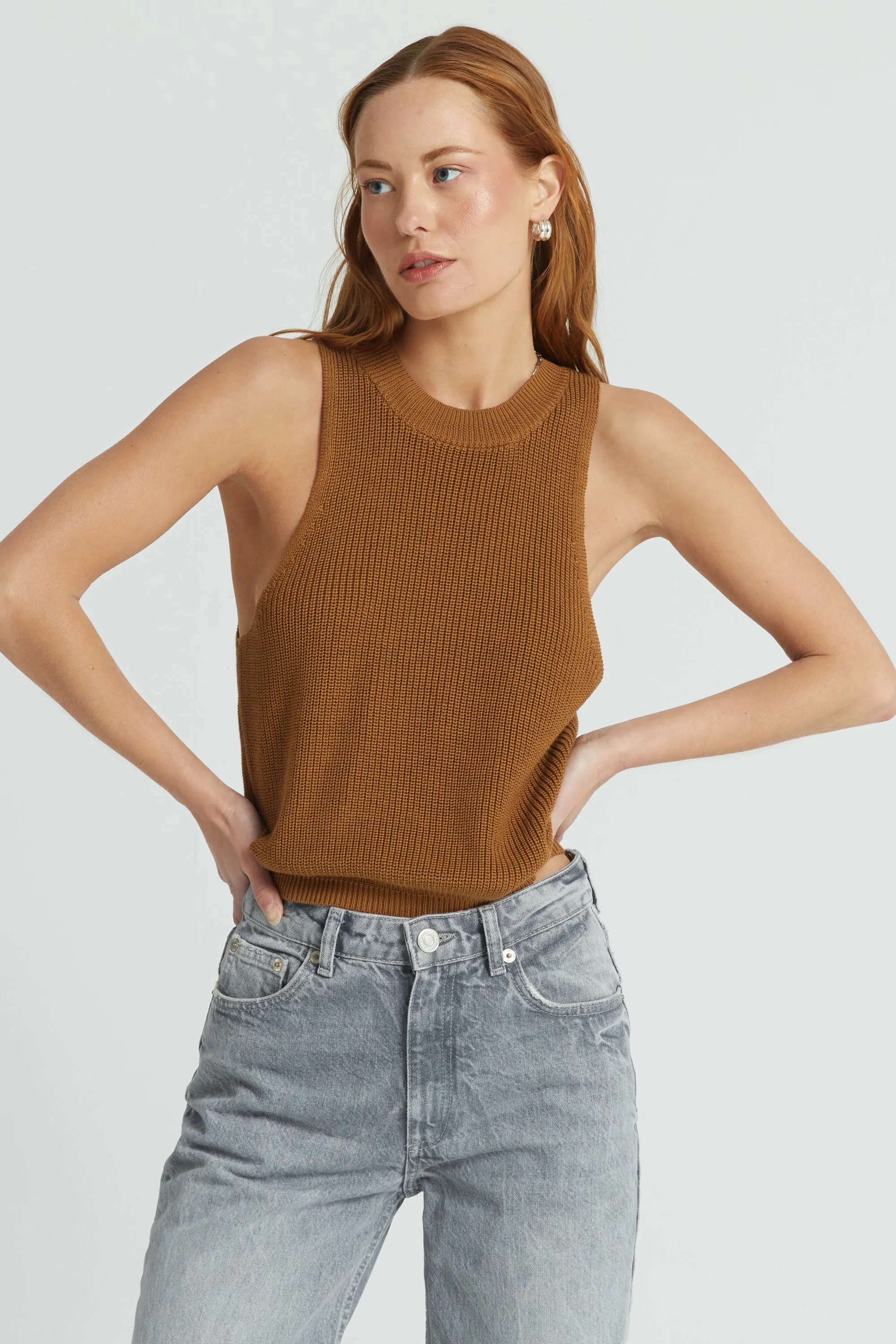 Ribbed Knit Sleeveless Top