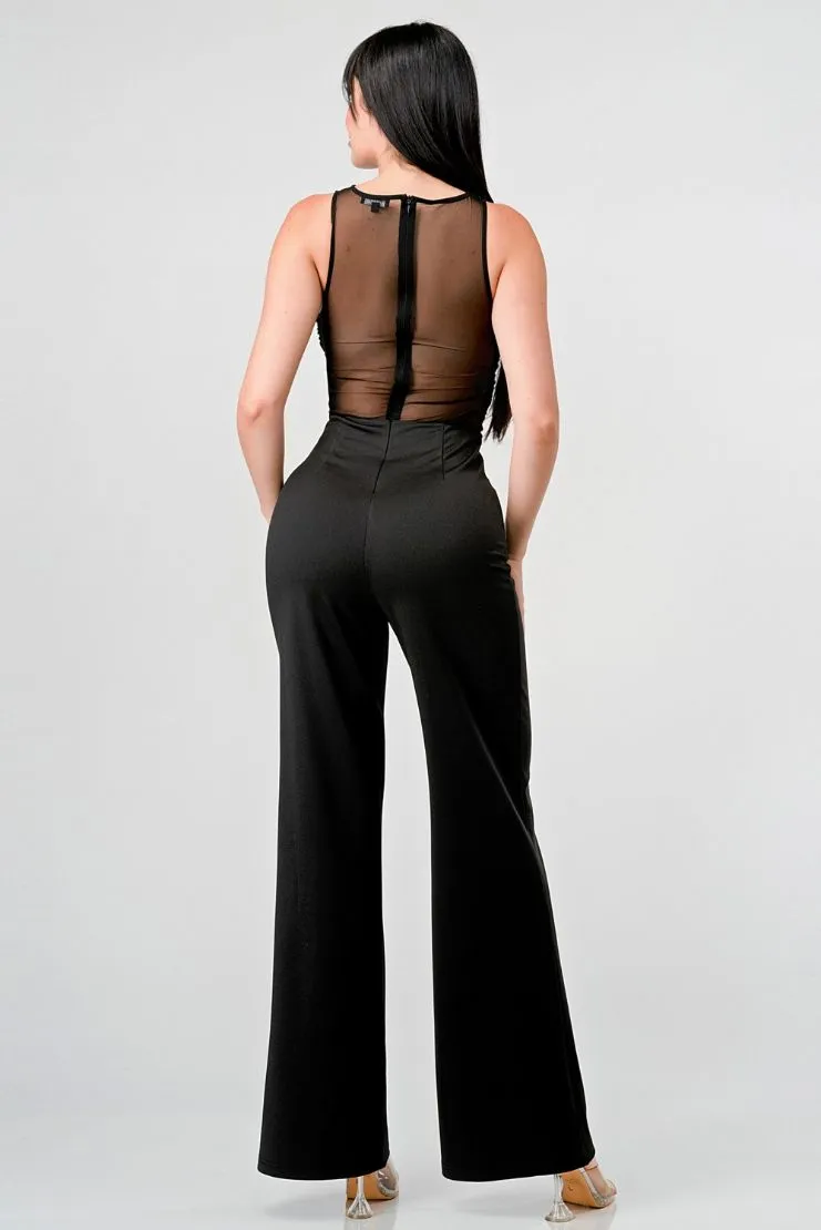 Ryann Sheer Ruched Bodice Jumpsuit