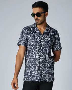 Scribble Printed Shirt - Black