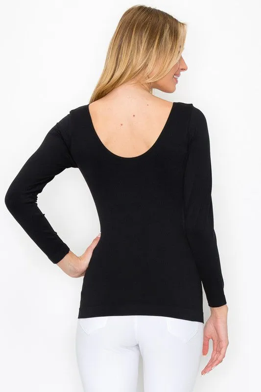 Seamless Reversible V-Neck Long Sleeve Top