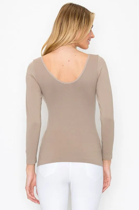 Seamless Reversible V-Neck Long Sleeve Top