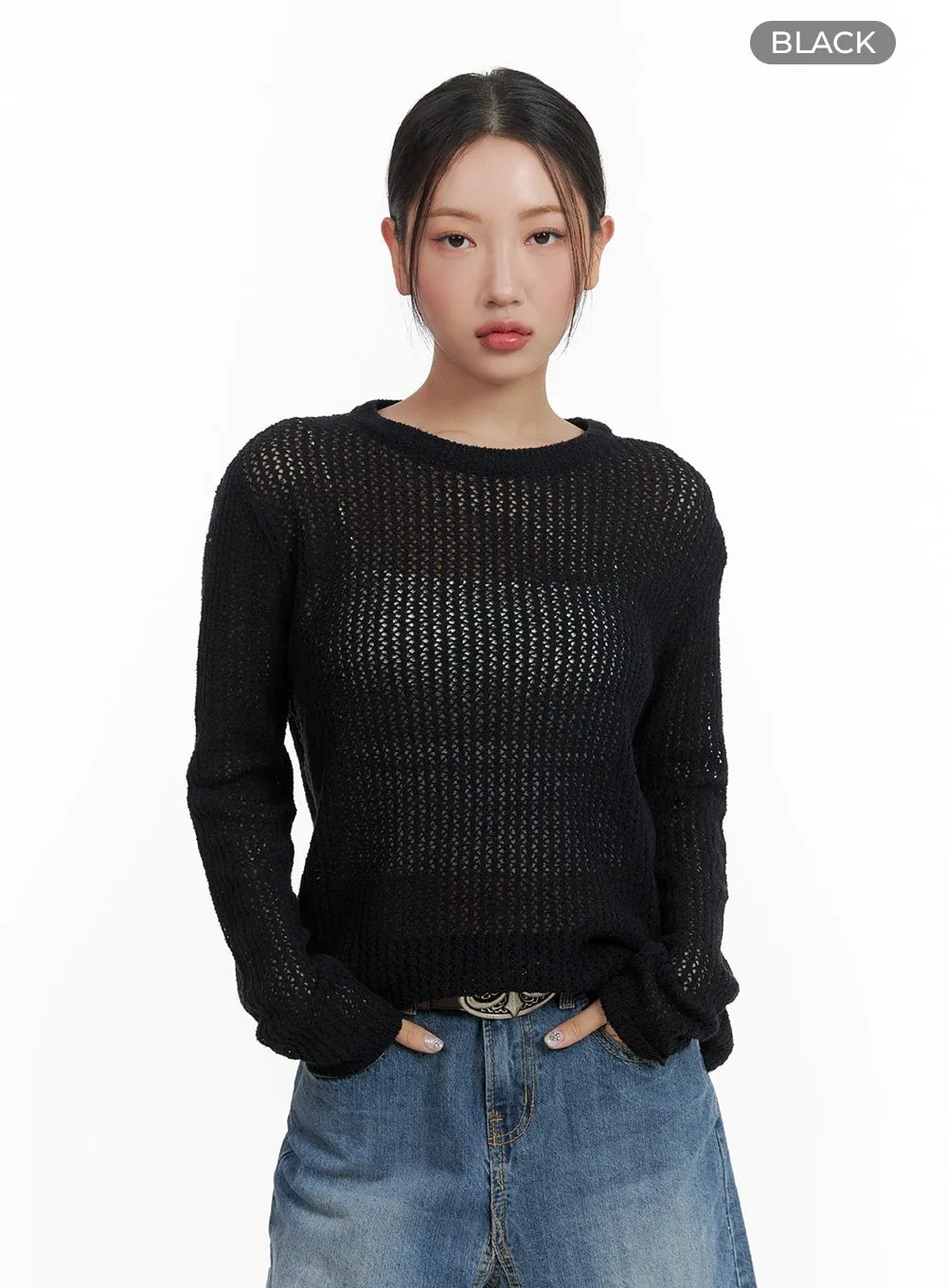 Sheer Mesh Knit Top CA415