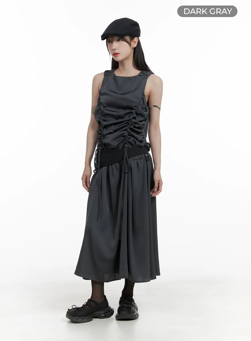 Shirred Sleeveless Maxi Dress CA404